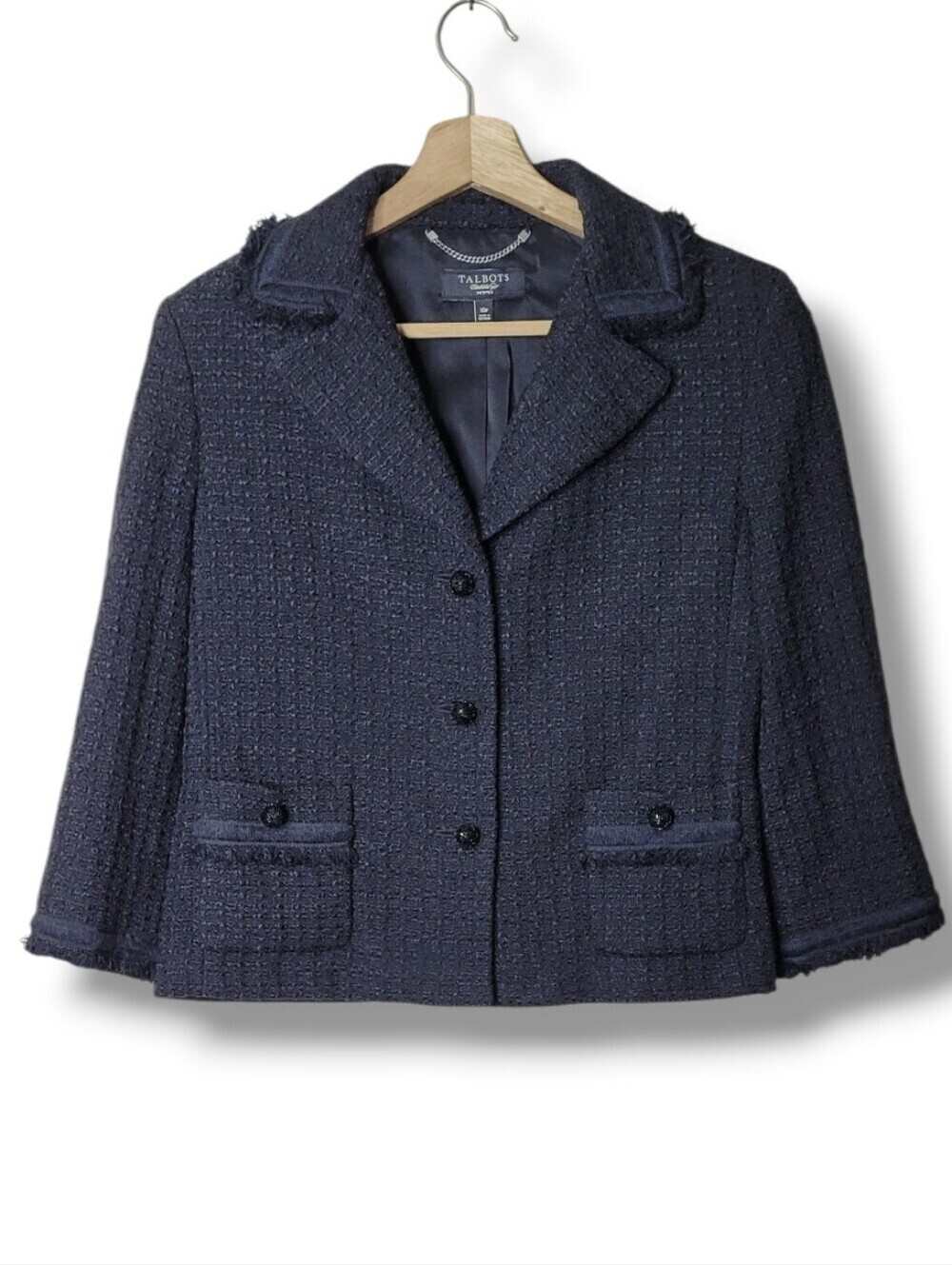 Talbots Black Knit Blazer Size 10P New
